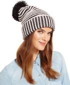 Kate Spade New York Plaited Rib Striped Cuff Hat With Pom