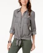 Style & Co Tie-hem Denim Shirt In Regular & Petite Sizes, Created For Macy's