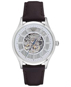 Emporio Armani Men's Automatic Dark Brown Leather Strap Watch 43mm