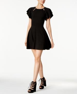 Bar Iii Cutout Crepe Fit & Flare Dress, Created For Macy's