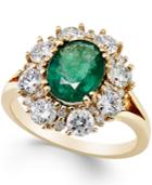 Emerald (1-3/4 Ct. T.w.) And Diamond (1-1/3 Ct. T.w.) Ring In 14k Gold
