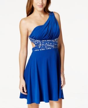 Speechless Juniors' One-shoulder Embellished Flare Dress, A Macy's Exclusive