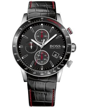 Boss Hugo Boss Men's Chronograph Rafale Black Leather Strap Watch 44mm 1513390