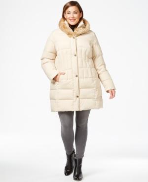 Larry Levine Plus Size Faux-fur-trim Quilted Down Coat