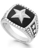 Men's Onyx Star Ring In Sterling Silver (7 Ct. T.w.)