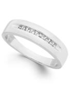 Men's Diamond Brushed Band In 10k White Gold (1/10 Ct. T.w.)