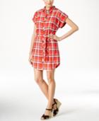 G.h. Bass & Co. Plaid-print Belted Shirtdress