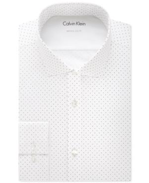 Calvin Klein Men's X Extra Slim-fit Stretch Charcoal Dot-print Dress Shirt
