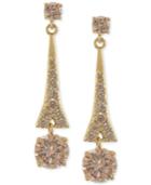 Carolee Earrings, Gold-tone Glass Bead Linear Drop Earrings
