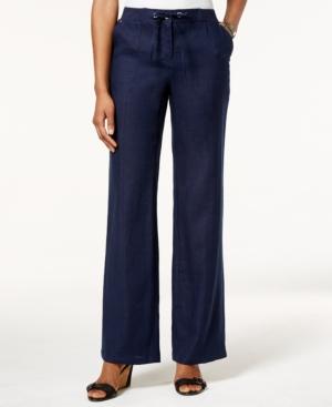 Jm Collection Petite Linen Drawstring Pants, Only At Macy's