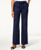 Jm Collection Petite Linen Drawstring Pants, Only At Macy's
