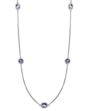 "sterling Silver Necklace, 36"" Amethyst Station Necklace (12 Ct. T.w.)"
