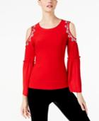 Inc International Concepts Rhinestone-trim Bell-sleeve Top, Created For Macy's