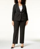 Tahari Asl Plus Size Pinstriped One-button Pantsuit