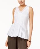 Cable & Gauge Lace-trim Peplum Top