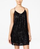 City Studios Juniors' Lace & Sequins Slip Dress