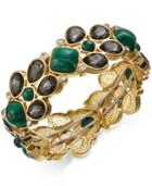 Charter Club Gold-tone Green Stone And Crystal Stretch Bracelet, Only At Macy's