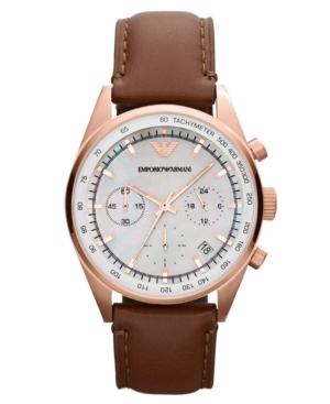 Emporio Armani Watch, Men's Chronograph Brown Leather Strap 39mm Ar5996