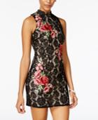 As U Wish Mock-neck Appliqued Lace Dress