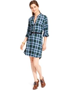 Tommy Hilfiger Belted Shirt Dress, Plaid