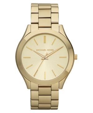 Michael Kors Women's Slim Runway Gold-tone Stainless Steel Bracelet Watch 42mm Mk3179