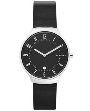 Skagen Men's Grenen Black Leather Strap Watch 38mm