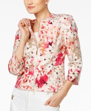Calvin Klein Cropped Floral-print Moto Jacket