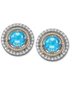 Blue Topaz (1-1/4 Ct. T.w.) And Diamond (1/8 Ct. T.w.) Stud Earrings In 14k Gold And Sterling Silver