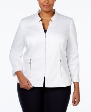 Tahari Asl Plus Size Zipper-front Poplin Jacket
