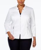 Tahari Asl Plus Size Zipper-front Poplin Jacket