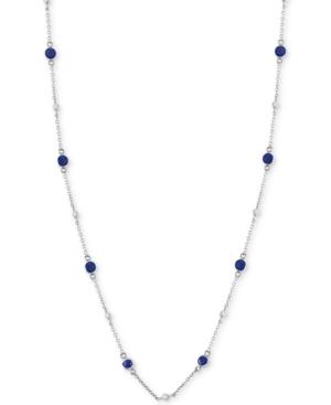 Effy Sapphire (1-3/8 Ct. T.w.) & Diamond (1/8 Ct. T.w.) Station Collar Necklace In 14k White Gold (also Available In Ruby, Emerald & Tanzanite)
