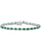 Effy Emerald (3-1/2 Ct. T.w.) & Diamond (1/8 Ct. T.w.) Link Bracelet In 14k White Gold