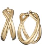 Anne Klein Gold-tone Crisscross Hoop Earrings