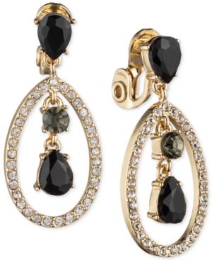 Anne Klein Gold-tone Jet And Pave Crystal Drop Earrings