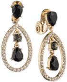 Anne Klein Gold-tone Jet And Pave Crystal Drop Earrings