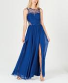 City Studios Juniors' Embellished Illusion Tulip Gown, Created For Macy's