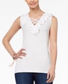 Thalia Sodi Ruffled Crisscross-neck Top, Created For Macy's