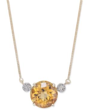 Citrine (7-3/8 Ct. T.w.) & Diamond Accent Pendant Necklace In 14k Gold