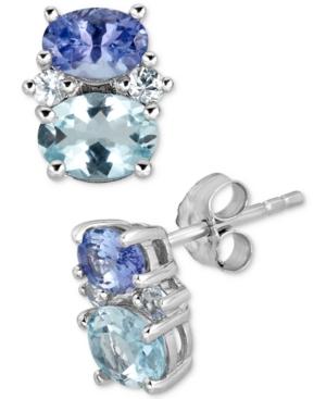 Multi-gemstone Stud Earrings (2-7/8 Ct. T.w.) In 10k White Gold
