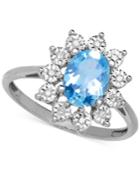 Blue Topaz (1-3/8 Ct. T.w.) And Diamond Accent Ring In 14k White Gold