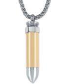 Esquire Men's Jewelry Two-tone Bullet 22 Pendant Necklace In Stainless Steel & Yellow Ion-plated Stainless Steel, Created For Macy's