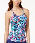 24th & Ocean Paisley Park High-neck Racerback Tankini Top Women's Swimsuit