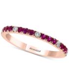 Effy Certified Ruby (1/4 Ct. T.w.) And Diamond (1/10 Ct. T.w.) Band In 14k Rose Gold
