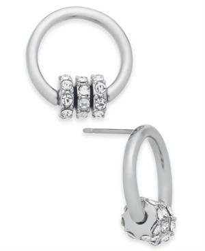 I.n.c. Silver-tone Pave Rondelle Bead & Circle Stud Earrings, Created For Macy's