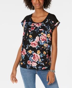 Bcx Juniors' Floral-print Contrast Top