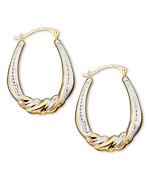 10k Two Tone Gold Hoop Earrings