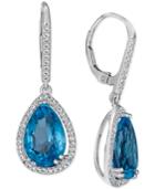Blue Topaz (10 Ct. T.w.) & White Topaz (1 Ct. T.w.) Drop Earrings In 14k White Gold