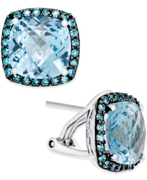 Blue Topaz (5-3/4 Ct. T.w.) And Swarovski Zirconia Accent Earrings In Sterling Silver