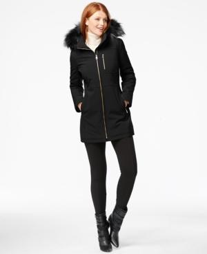 Calvin Klein Petite Faux-fur-trim Softshell Coat
