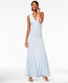 Morgan & Company Juniors' Open-back Glitter-lace Gown